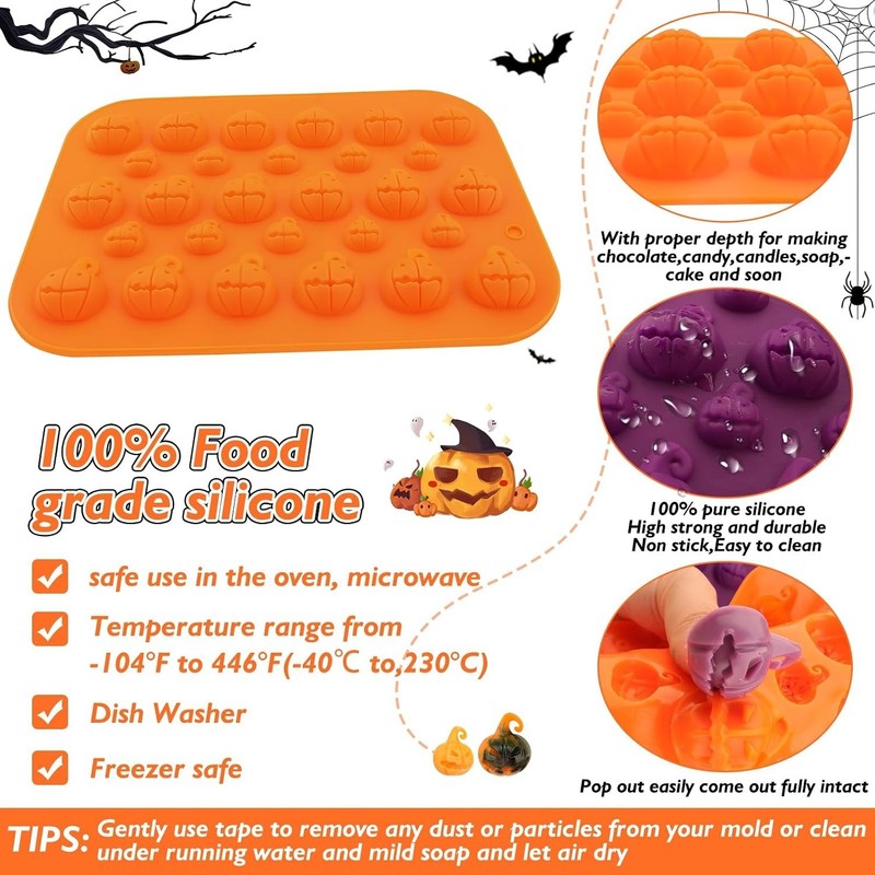 Versatile 2PCS Halloween Silicone Molds for Chocolate and Candy Creations gallery