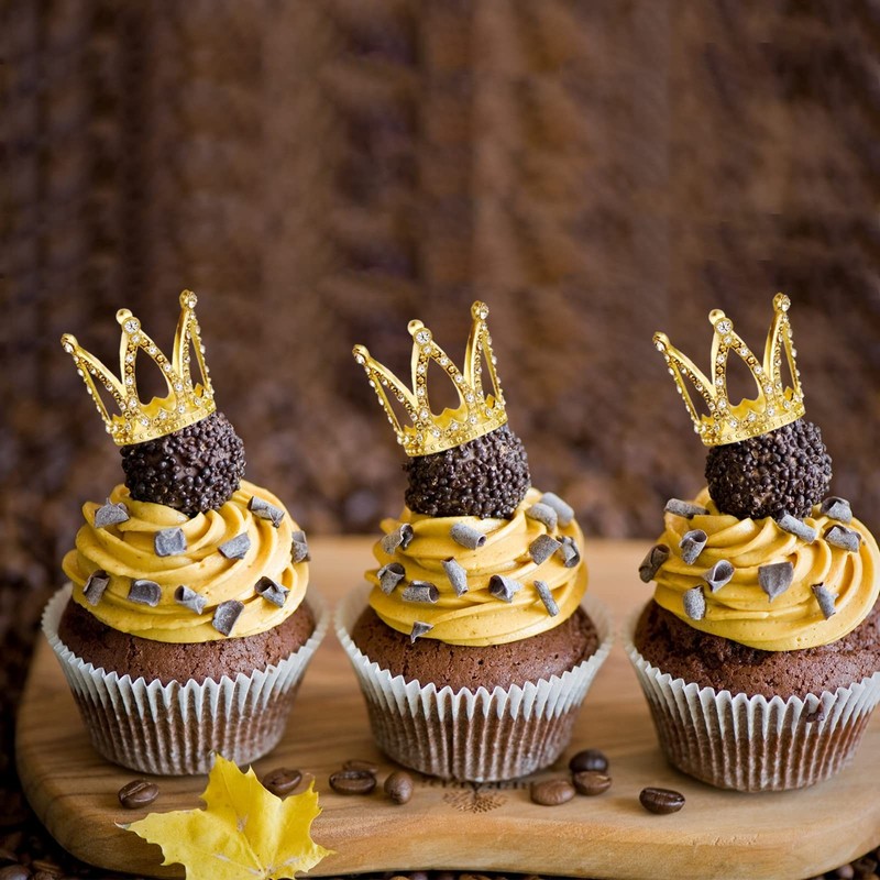 9 Pcs Crown Cake Topper Mini Gold Queen Small Small, gallery