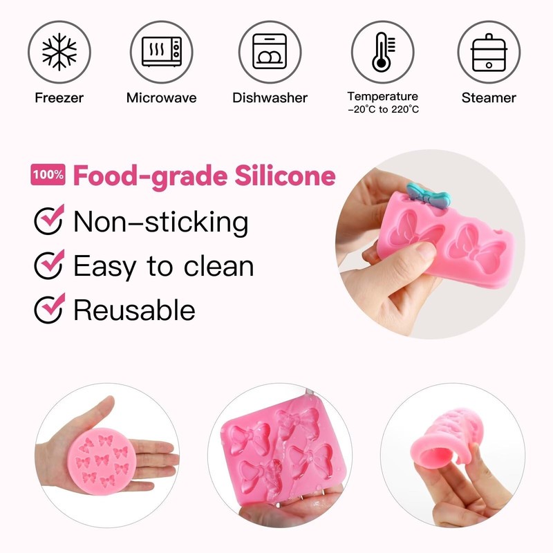 3 Pcs Bow Silicone Mold Fondant Bow Mold Chocolate Candy Cake Pop Molds Bow M... gallery