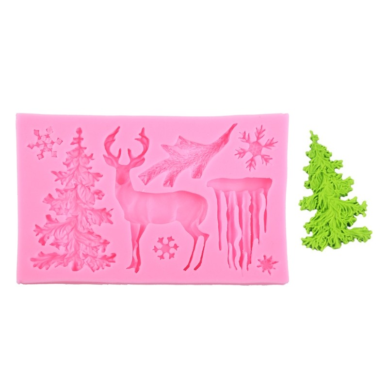 3D Christmas Theme Deer Silicone Mold Snowflake Chocolate Cake Fondant DIY Mould gallery