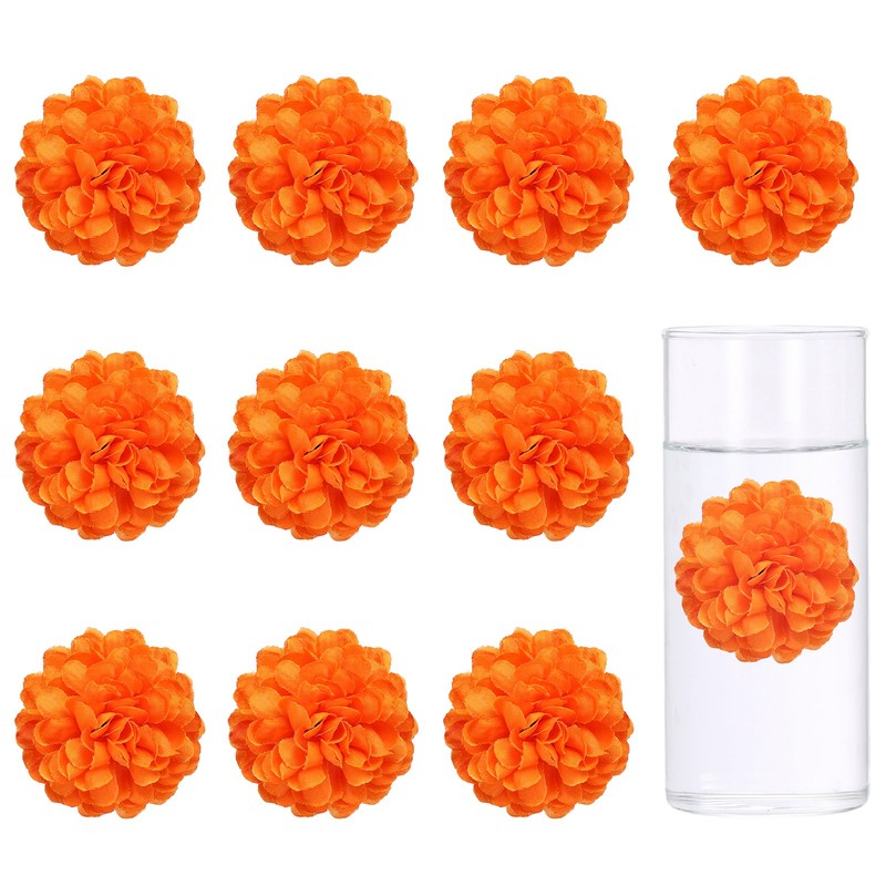 12Pcs 2″x2″ Floating Flowers for Centerpieces, Orange