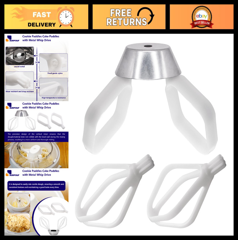Cookie & Cake Paddles with Metal Whip Drive for Universal Mixers – Baking Tool