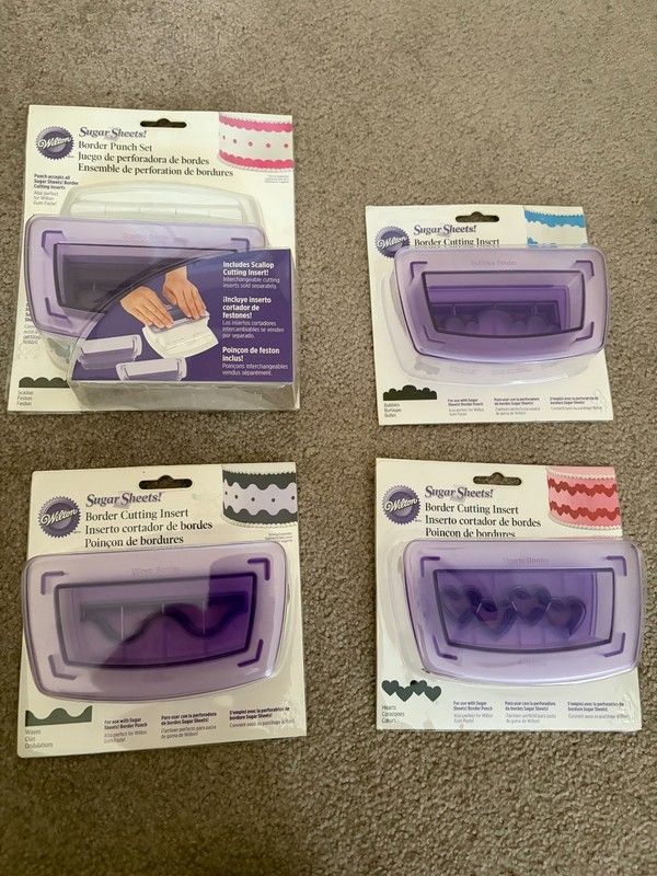 Wilton Sugar Sheets Fondant Gum Paste Border Punch Set with 3 additional inserts gallery