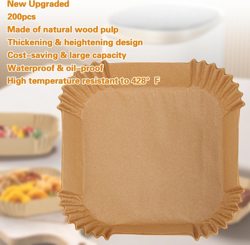 200Pcs Air Fryer Paper Liners, 6.3 Inch Square Disposable Air Fryer Liner, gallery