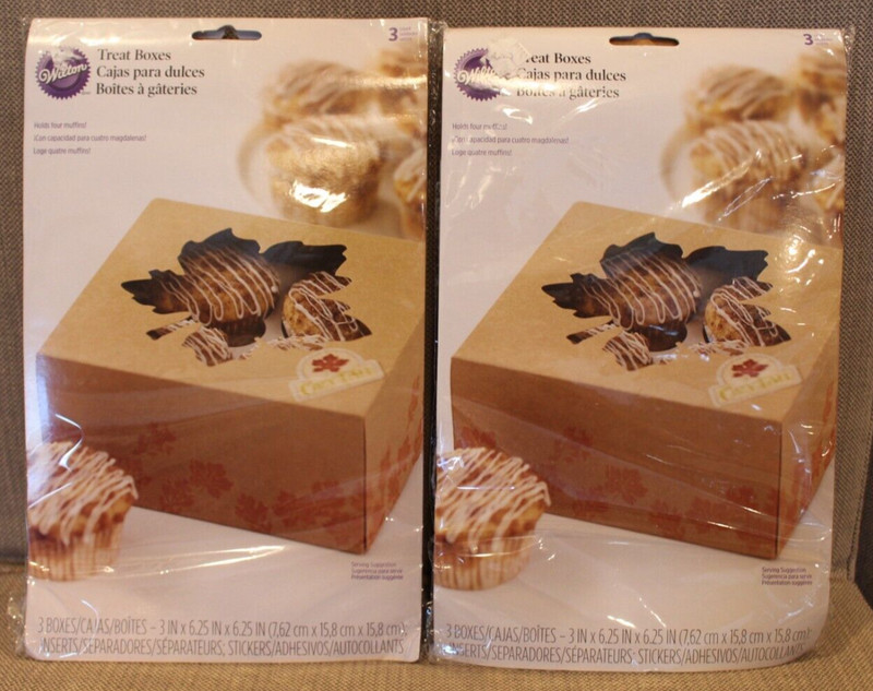 Lot of 2 (6 Total) New Wilton Treat Boxes 6.25″x6.25″x3 Cupcakes Cookies – BNIP