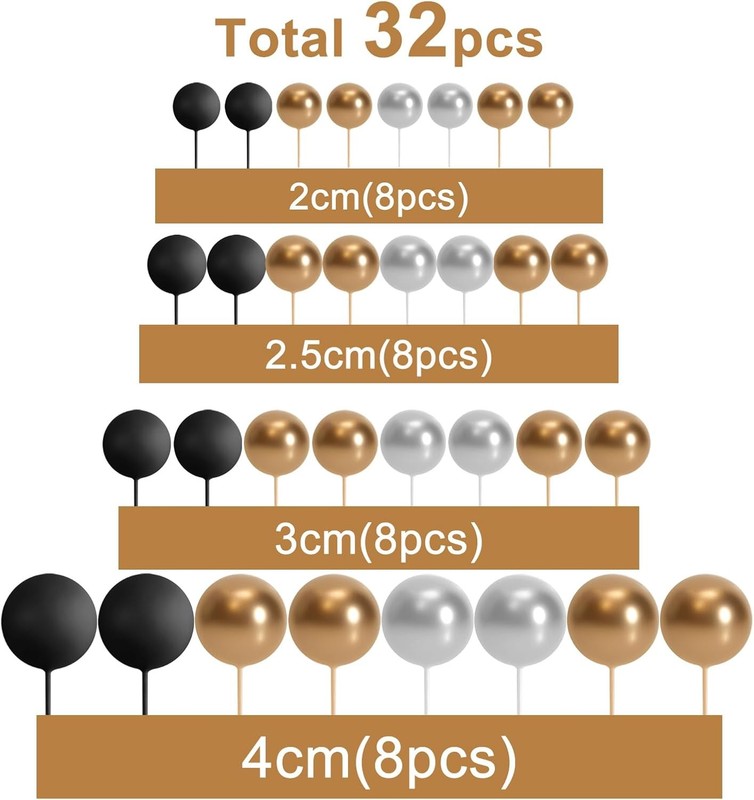 32 Pcs Ball Cake Topper Decorations Mini Balloons Cake Topper Sticks Foam Balls gallery