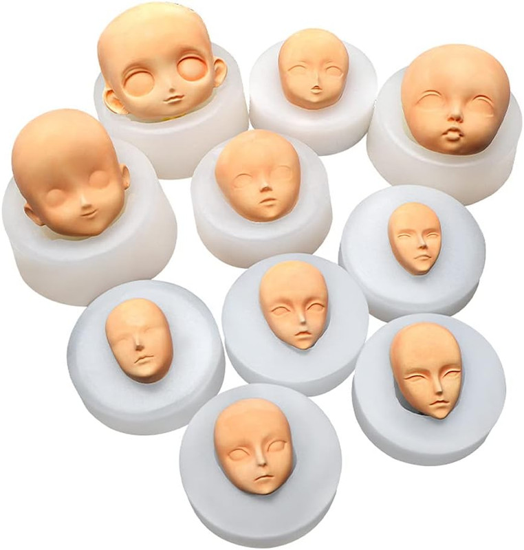 10Pcs Human Face Silicone Molds for DIY Cake Fondant Biscuit Sugar Pudding Choco