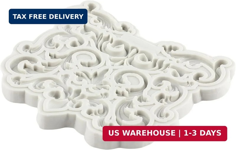 Baroque Fondant Mold Curlicues Scroll Lace Silicone Molds Filigree Mold 3D Sculp gallery