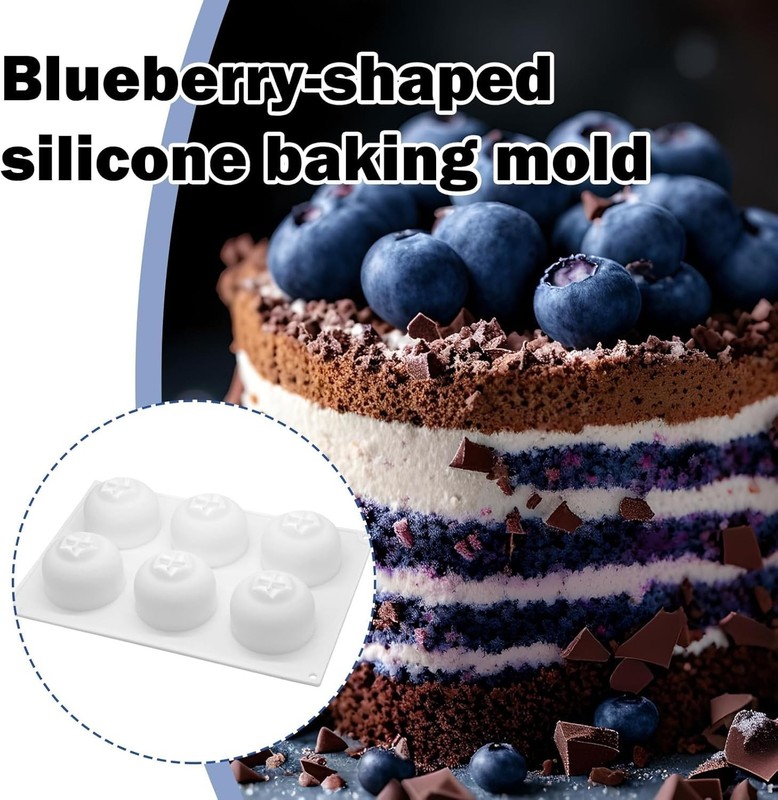 6-Cavity Blueberry Mold: Fruit Shaped Silicone for Mousse & Pudding gallery
