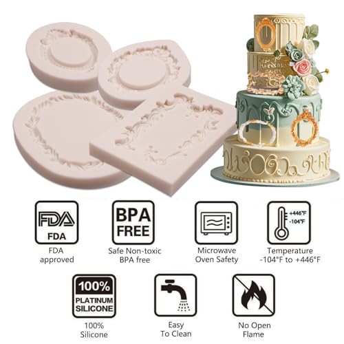 Picture Frame Fondant Molds, 4 Packs 4 Pcs Picture Frame Chocolate Molds gallery