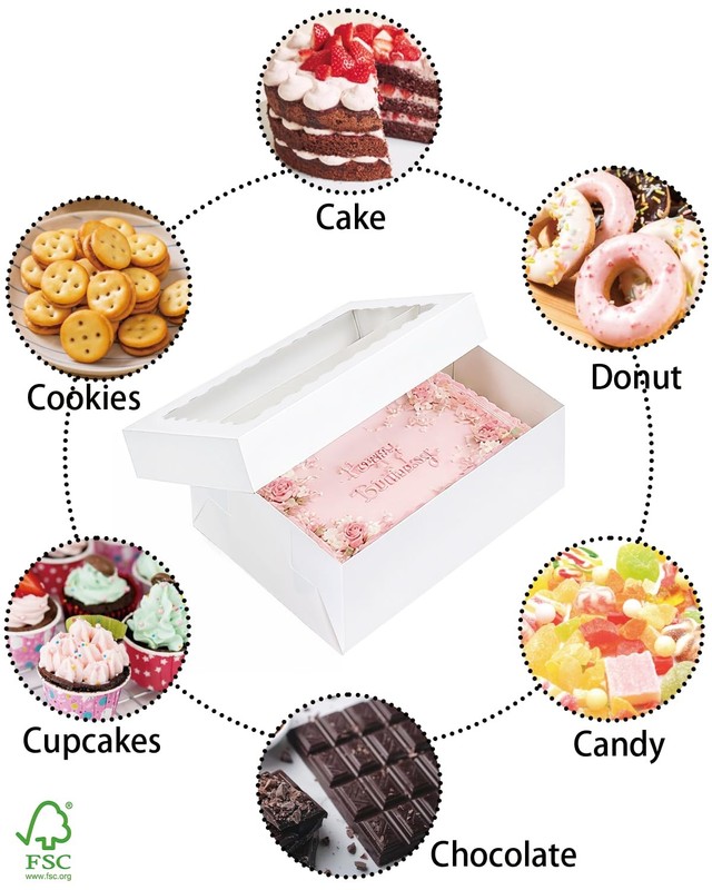 qiqee White Sheet Cake Box 6 Sets 14x10x4 gallery