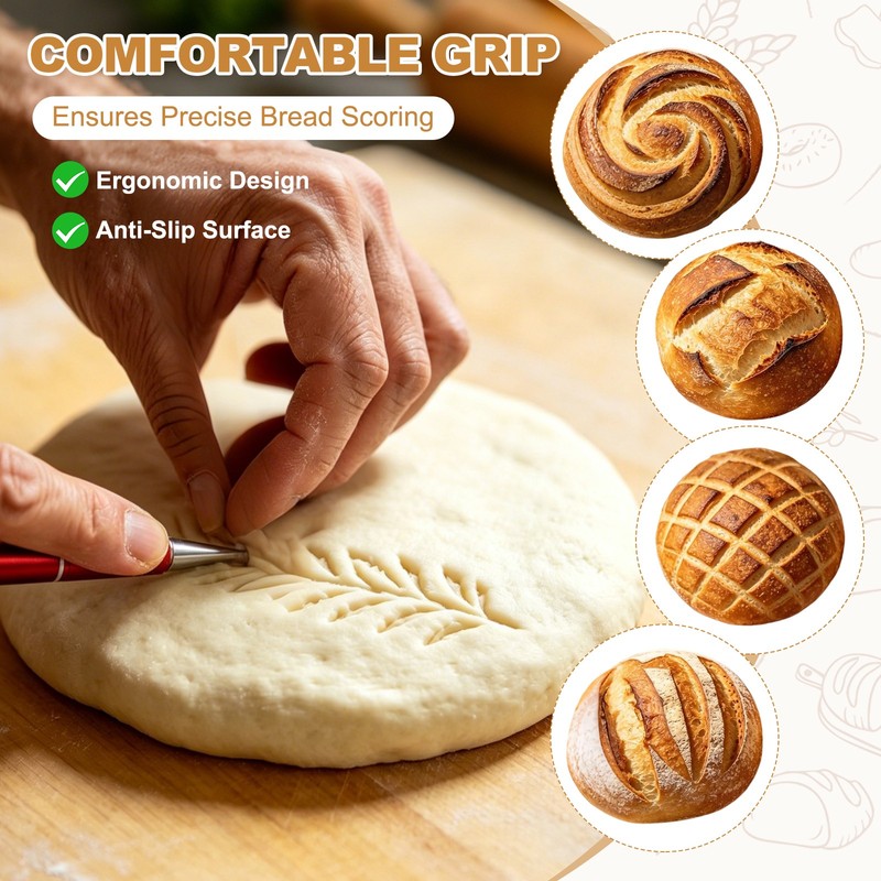 2 Pcs Bread Lame, Sourdough Scoring Tool with Ergonomic Handle, Orange gallery
