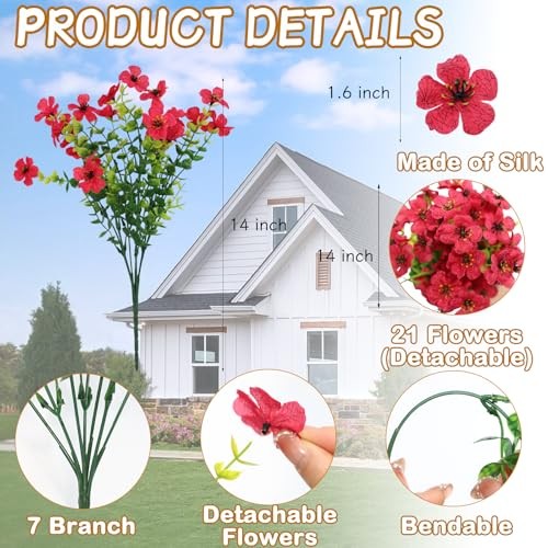 Artificial Flowers for Outdoors Decoration - 12 Mix Pink Red Purple Yellow gallery