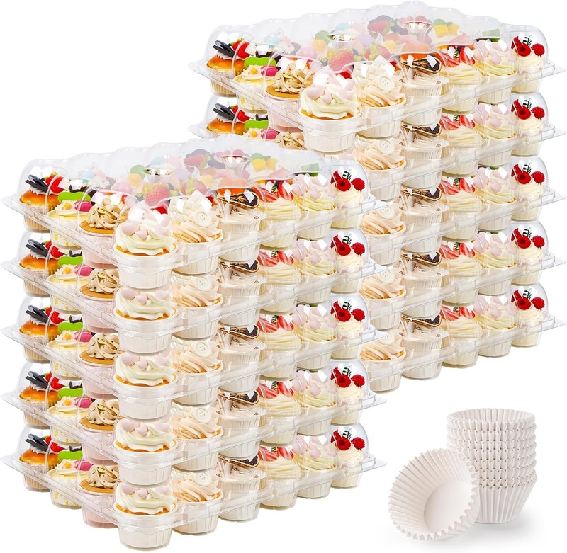 24 Count Cupcake Containers 15 Pack Cupcake Holders Plastic Clear Disposable