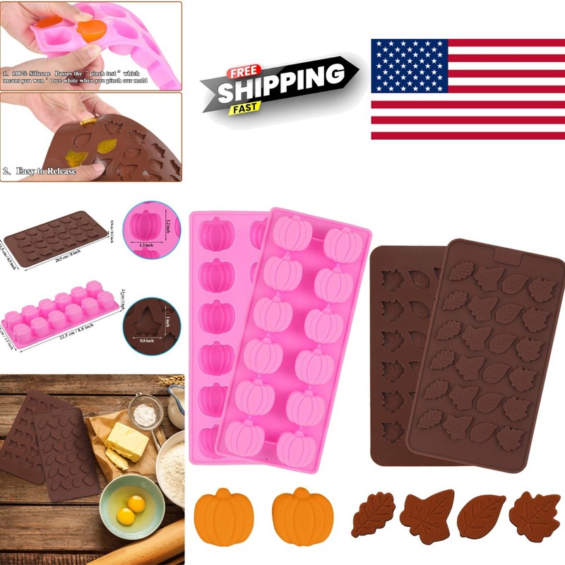 Reusable Silicone Molds for Pumpkin and Leaf Shaped Treats for Fall Celebrations