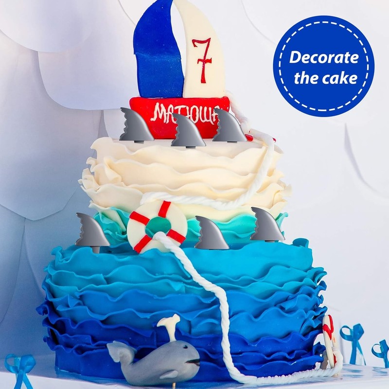 36 Pcs Shark Fin Cupcake Toppers Shark Fin Cake Toppers Picks for Ocean Animals gallery