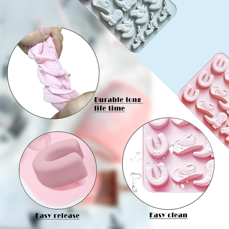 Cowboy Chocolate Molds Silicone - Western Theme Molds for Cowboy Hat, Boots & Mo gallery