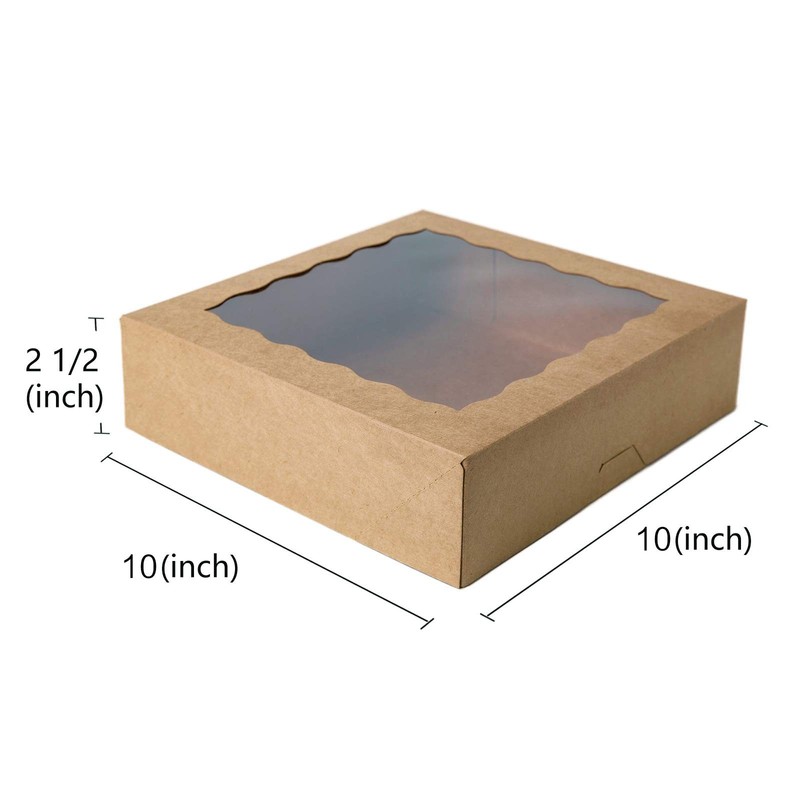 10inch Natural Kraft Bakery Pie Boxes With PVC Windows,Large Cookie box 10x10... gallery