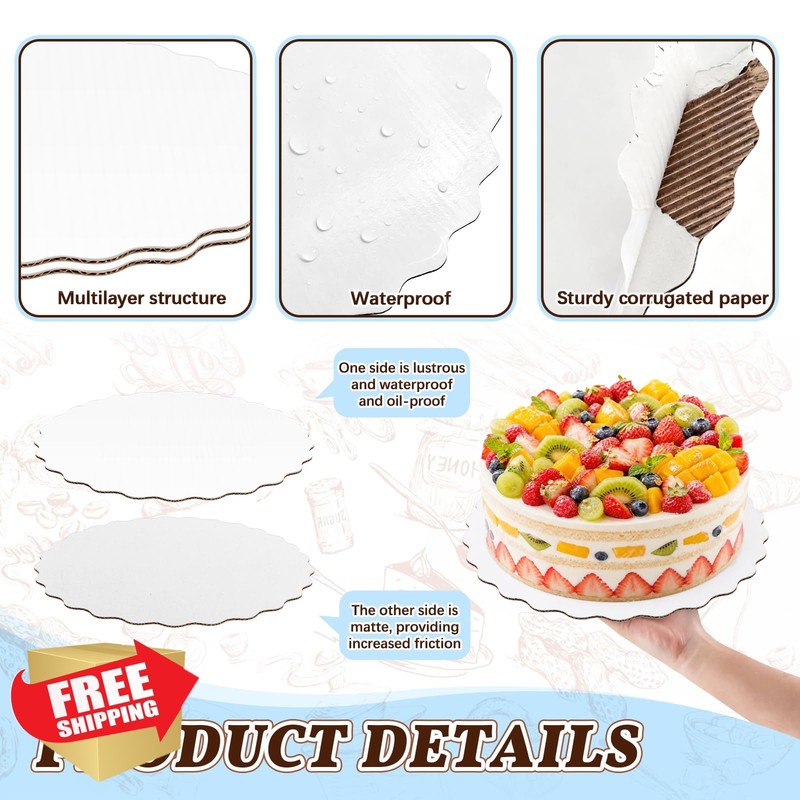 Cmkura Cake Boards 12 Inch White Wave 8 Pack gallery