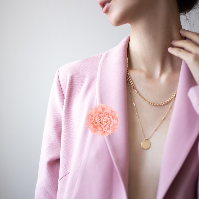 3Pcs Peony Flower Hair Clips 4.7" White Fabric gallery