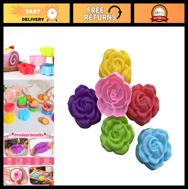 36 PCS Silicone Flower Baking Molds – Non-Stick Mini Trays for Cupcakes, Pudding
