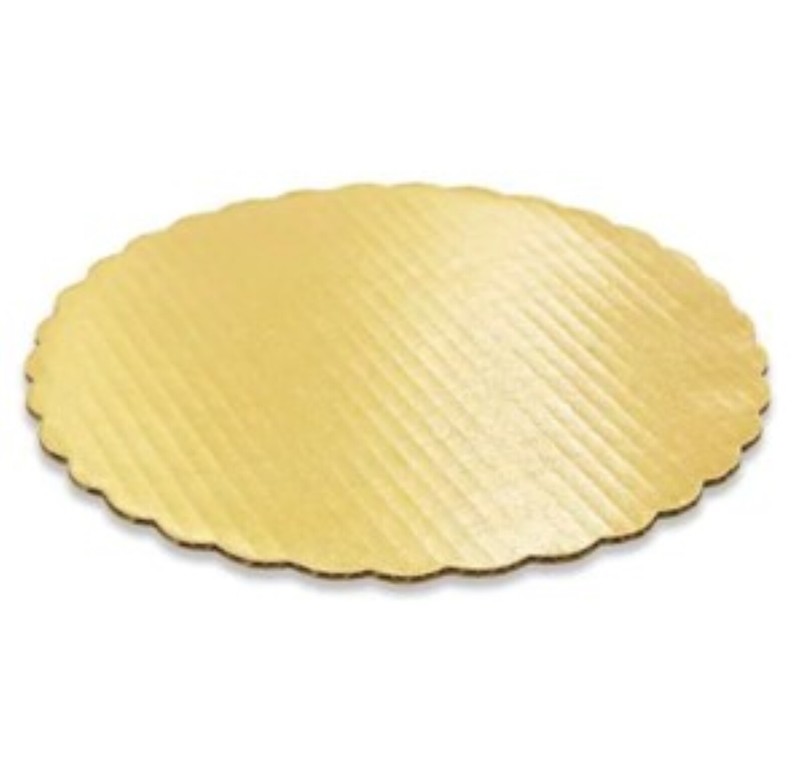 Cake Circle Scalloped- corrugated- Gold laminated-10"