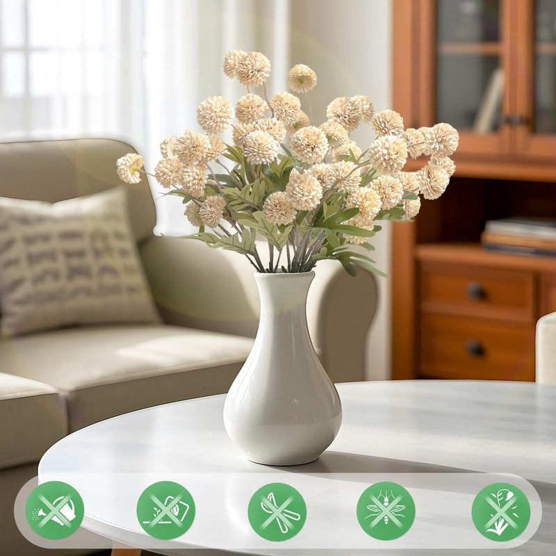 Lippbest 10 Pcs Artificial Flowers Pompon Mum Fake Flowers Faux Small Mini gallery