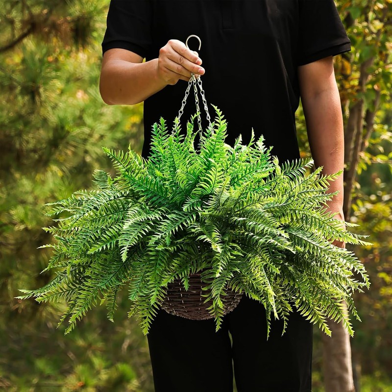 Qianyun Outdoor Fake Hanging Hanging Ferns 2 Pack Large Faux Boston Bushes Uv gallery