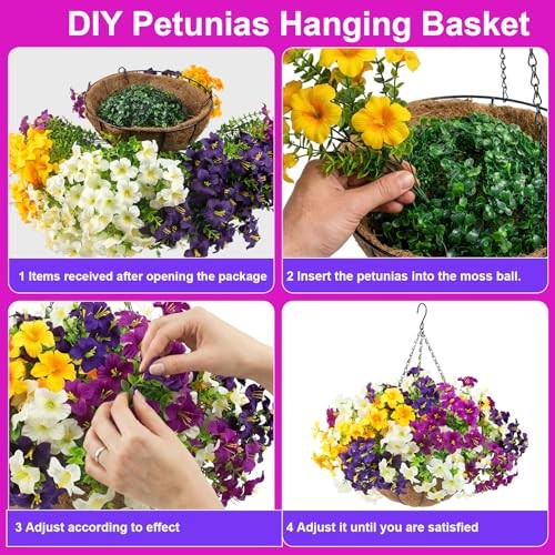 Set Artificial Outdoor Flowers with Hanging 2 White,yellow,purple,redviolet gallery