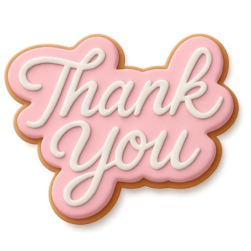 Cursive Thank You Logo Cookie Cutter & Stamp, Fondant & Clay Cutter - 4x3.4" gallery