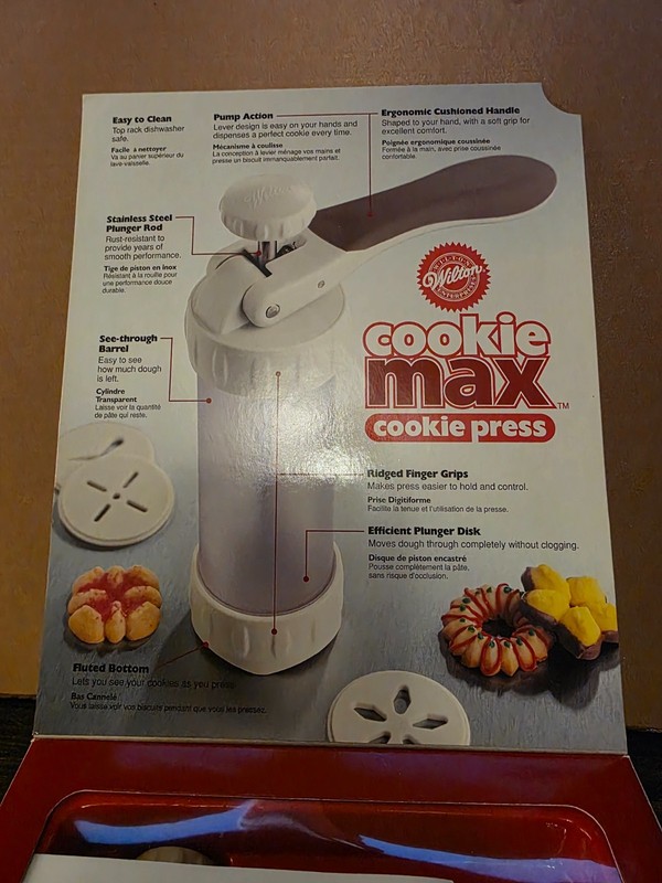 Wilton Cookie Max Cookie Press with 12 Unique Designs- COMPLETE Open Box gallery