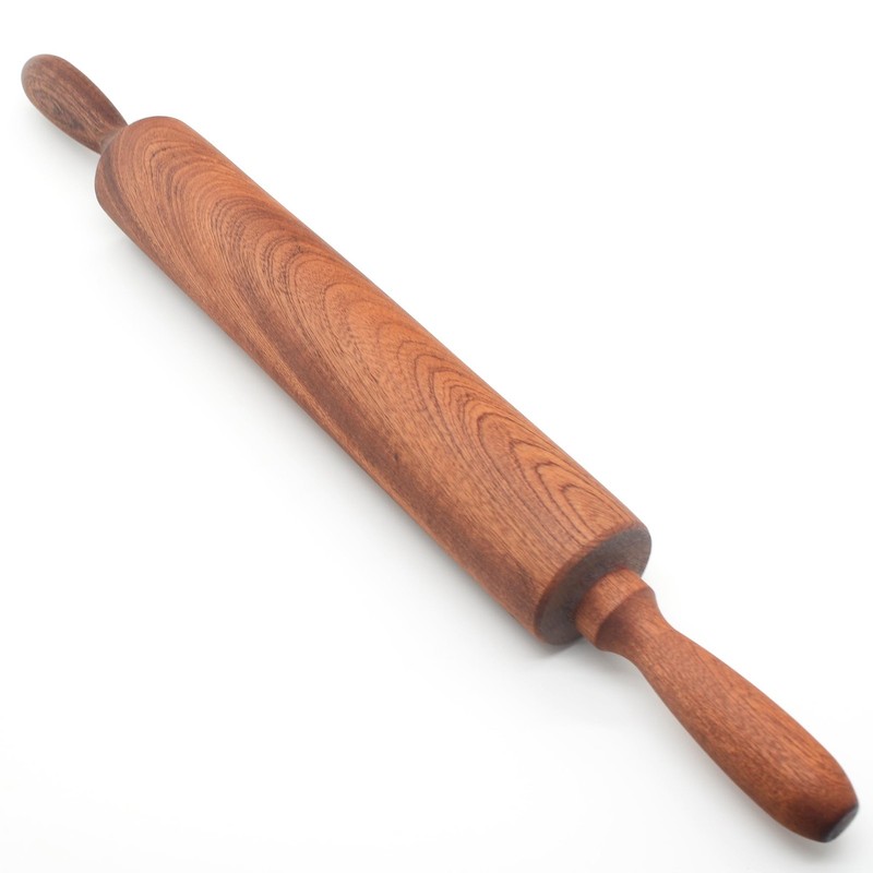 Sapele Wooden Rolling Pin With Handles,Wood Baking Roller for Pizza, Pie, Bre…