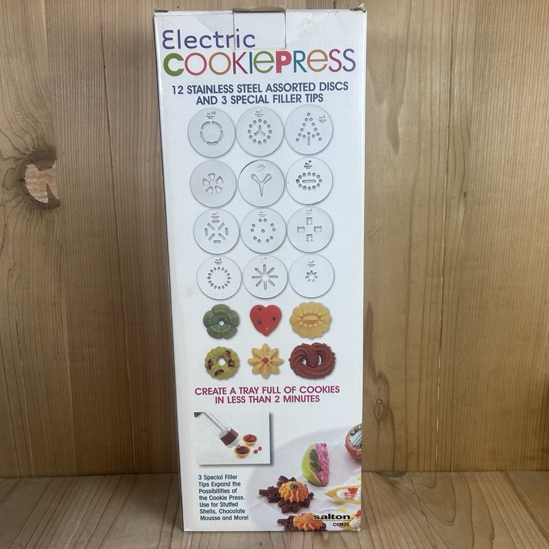 Salton Electric Cookie Press CKM25 Spritz Maker 12 Discs 3 Filler Tips Complete gallery