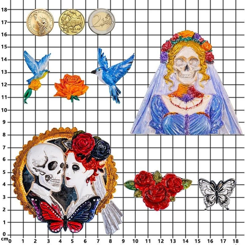 Gothic Floral Cake Toppers Halloween Wedding Party Décor Silicone Molds New gallery