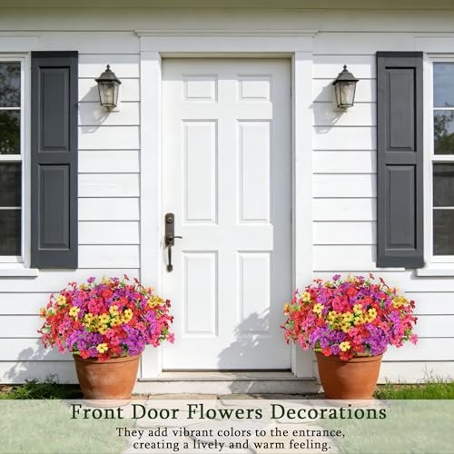 16 Bundles Artificial Flowers for Outdoors, Realistic Fake 16PCS Mix 4 Colors gallery