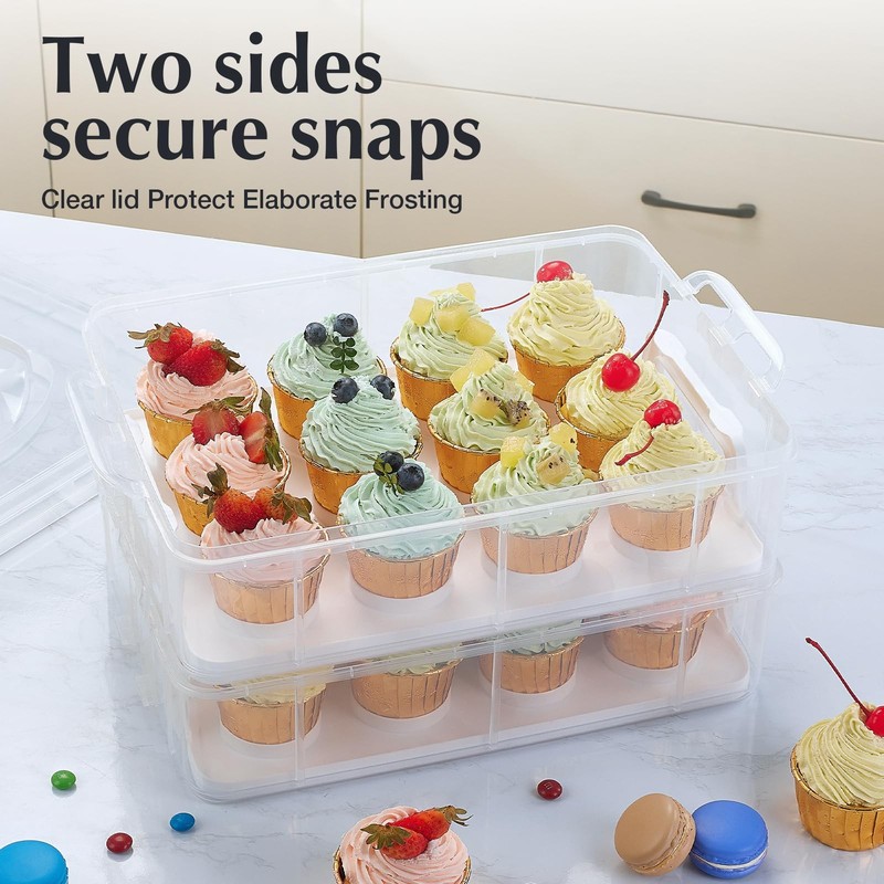 Gencywe Plastic Cupcake Carrier 24 Count, 2Layer Cupcake Holder Carries with ... gallery