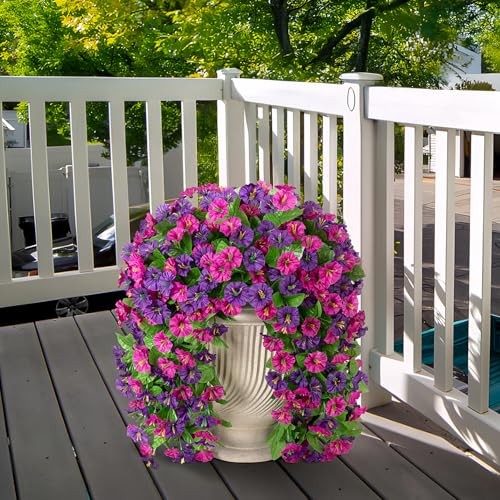 Artificial Fake Hanging Flowers Plants for Outdoor Violet Red Purple gallery