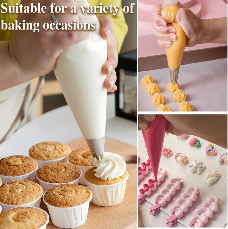 Piping Bags, Icing Bags, Frosting Bags 500 Pcs - 5 Size Assortment (8,12,16,18,2 gallery