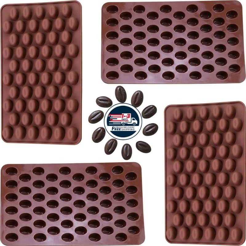 4 x 55 Mini Granos de Café Molde para Chocolate Caramelos Cubitos de Hielo