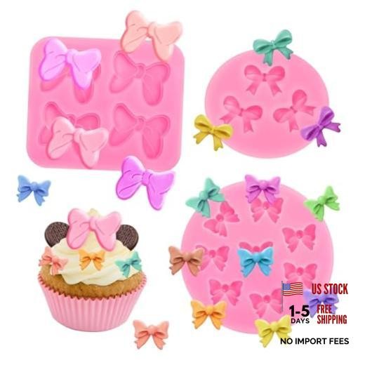3 Pcs Bow Silicone Mold Fondant Bow Mold Chocolate Candy Cake Mixed Bows- 3 Pcs