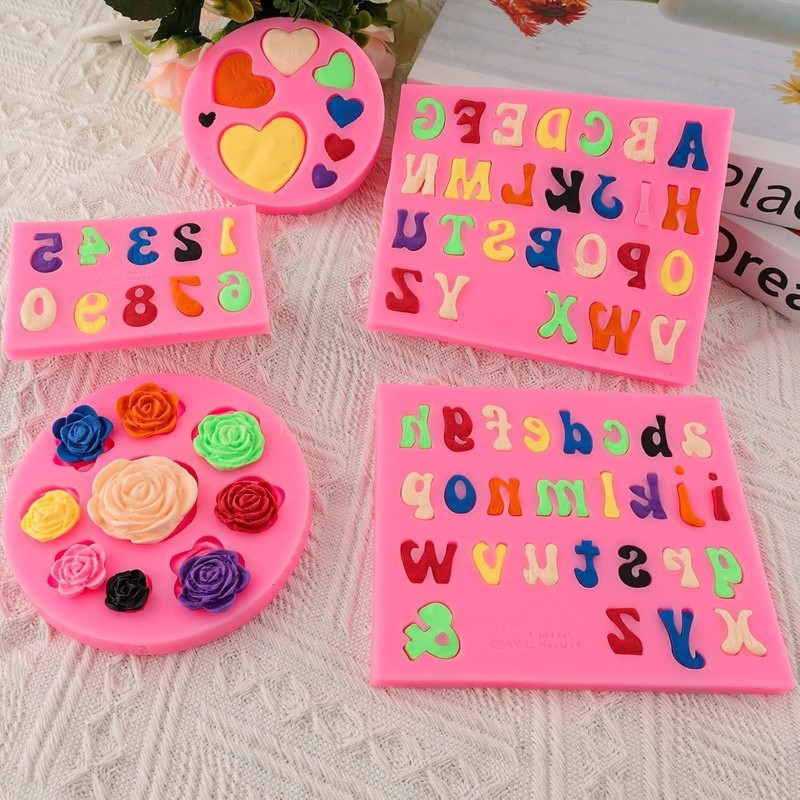 Letter Molds Alphabet Molds 5pcs Letter Number Heart Shape Flower Silicone Mold gallery