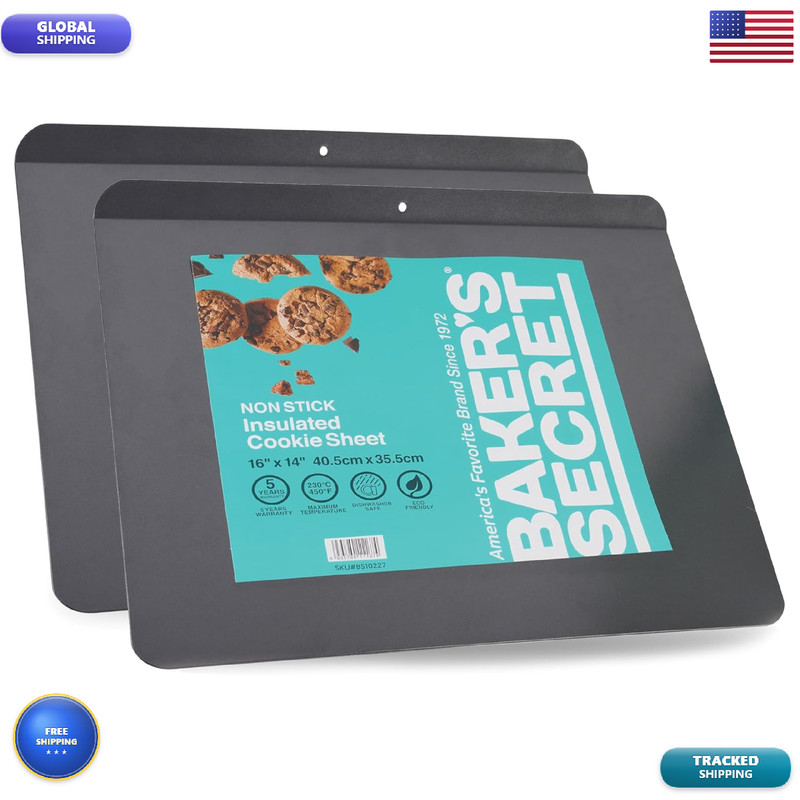 Baker’S Secret Bakers Secret 2Pcs Insulated Cookie Sheet Cookie Tray 16 X 14