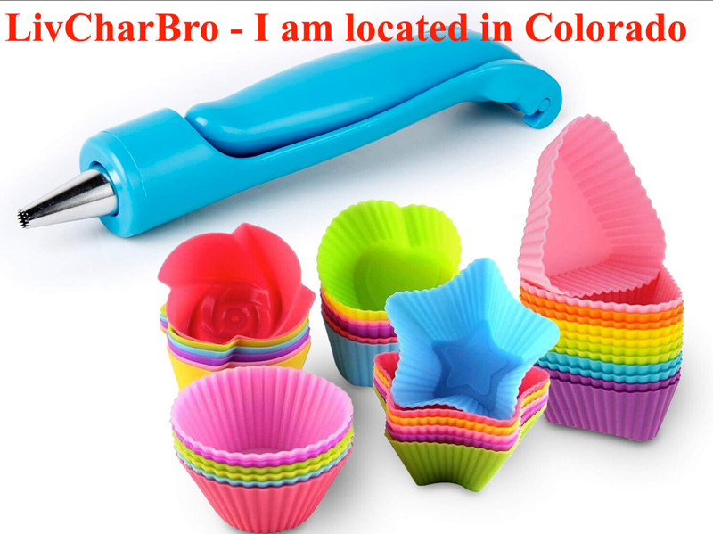 48 Piece Silicone Cupcake Muffin Baking Cups Liners Reusable Non-Stick Cake Mold