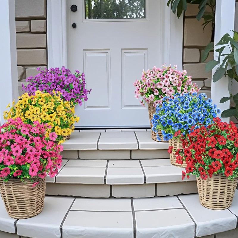 24PC Artificial Flowers Outdoor Silk UV Resistant Faux Plants for Garden Porch gallery