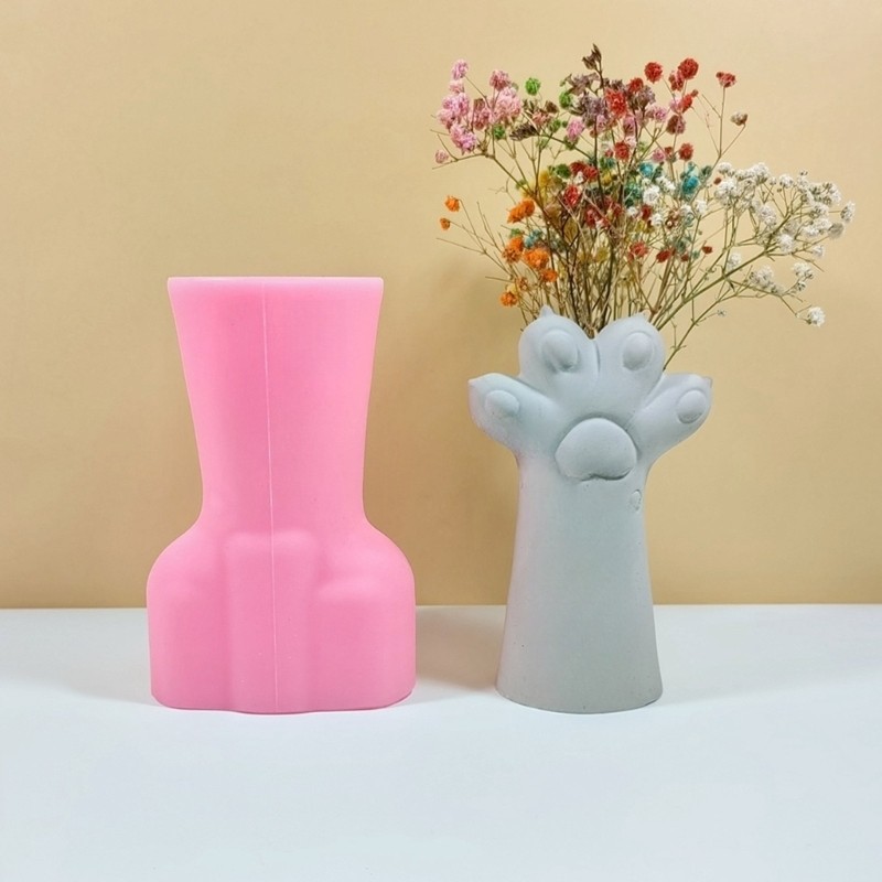 Succulent Planter Mold Cat Foot Shape Epoxy Resin Mold Silicone Pen Holder Mould gallery