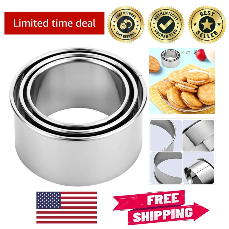 Luxury Baking Essentials: 3-Pc Stainless Steel Dumpling & Cookie Cutters Set
