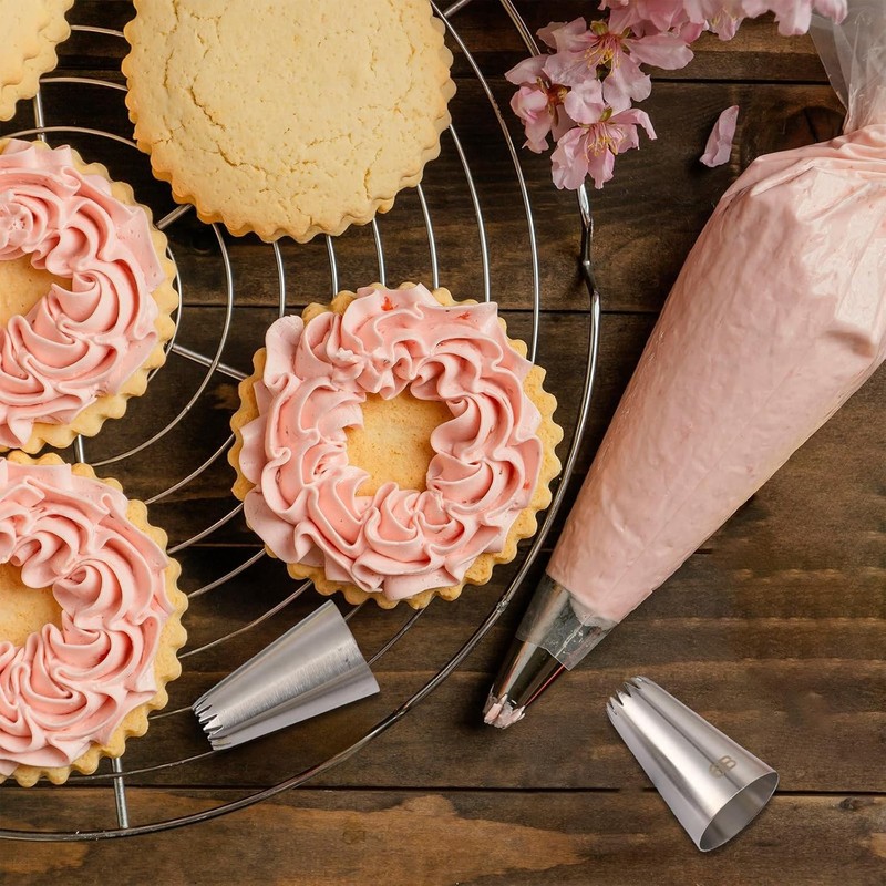 3 Piece 6B Cake Piping Nozzle Set - Durable Stainless Steel for Buttercream gallery