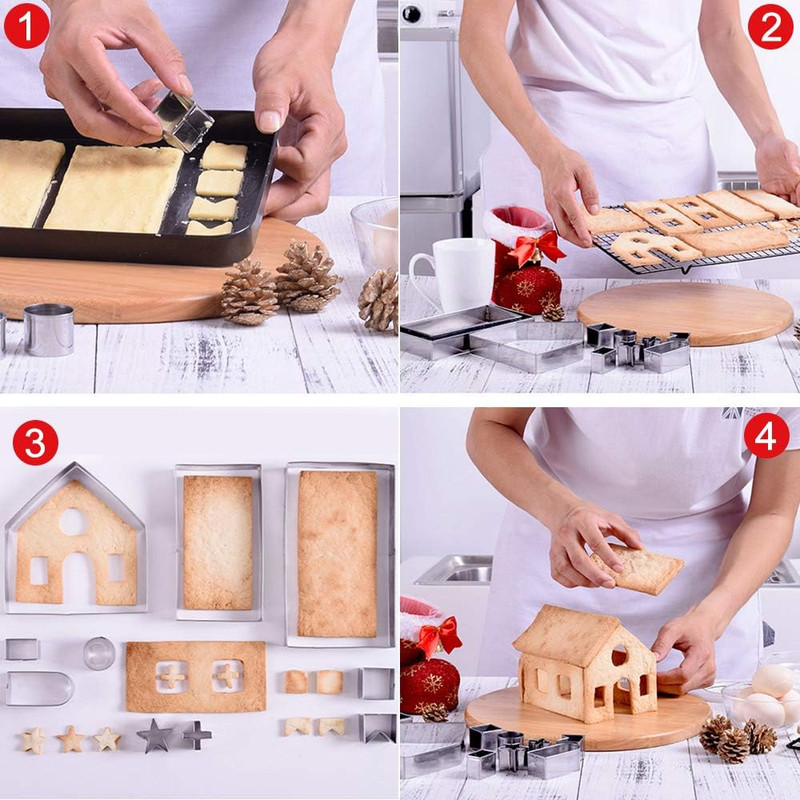 Gingerbread House Cookie Cutter Set, Kit, Christmas Silver gallery