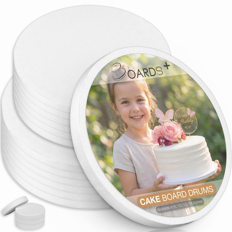 Cake Drums 8 &10 Inch (2 Sizes, 12 Pack Total) | 1/2″ Thick Cake Rounds + Pro…