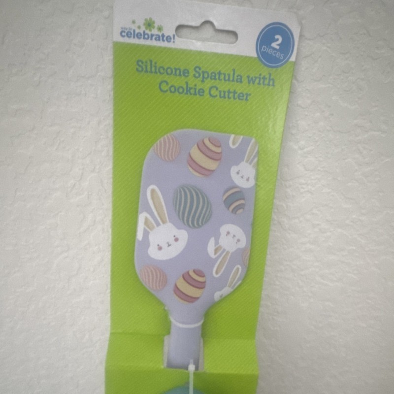 Celebrate Silicone Spatula & Metal Cookie Cutter Set, Easter Bunny Egg, 2 Pack gallery